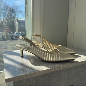 Franco Sarto Metallic Gold Slingback Pointed Kitten Heels